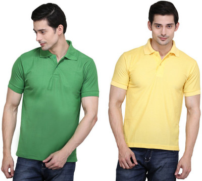 

Ilbies Solid Men' Polo Neck Multicolor T-Shirt(Pack of 2, Light green - yellow