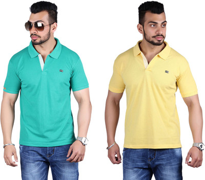 

Shineway Solid Men's Polo Neck Green, Yellow T-Shirt(Pack of 2