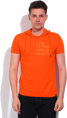

Lee Solid Men's Hooded Orange T-Shirt, Fiesta