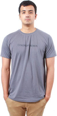 

Colors & Blends Solid Men' Round Neck Grey T-Shirt, M.grey