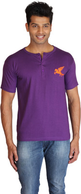 

Right Shape Solid Men's Henley Purple T-Shirt