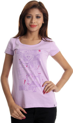 

Wrangler Printed Women' Round Neck Multicolor T-Shirt, Orchid bloom