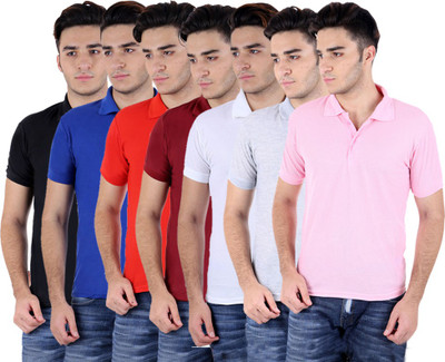 

Sanvi Traders Solid Men Polo Neck Multicolor T-Shirt(Pack of 7