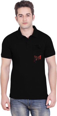

Tantra Graphic Print Men's Polo Neck Black T-Shirt
