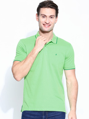

John Players Solid Men's Polo Neck Green T-Shirt, 1a1