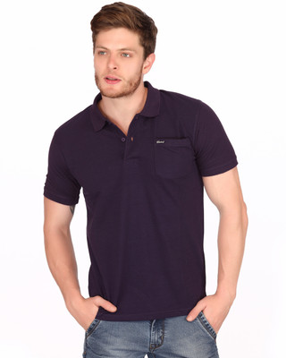 Fritzberg Solid Men' Polo Neck Purple T-Shirt