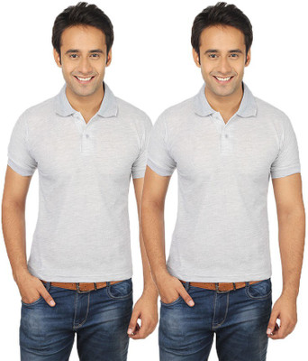 

Quetzal Solid Men's Polo Neck Grey, Grey T-Shirt(Pack of 2