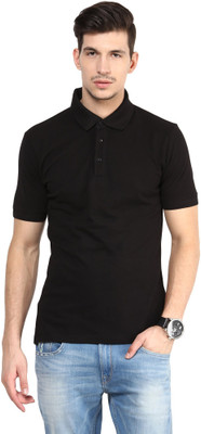 

Yellow Submarine Solid Men's Polo Neck Black T-Shirt