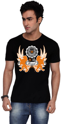 

Inkovy Graphic Print Men' Round Neck Black T-Shirt