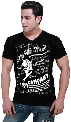 

Inkovy Graphic Print Men' V-neck Black T-Shirt