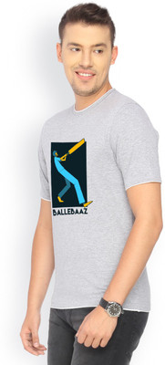 

Campus Sutra Printed Men Round Neck Grey T-Shirt