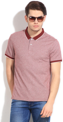 

Levi's Self Design Men's Polo Neck White, Maroon T-Shirt