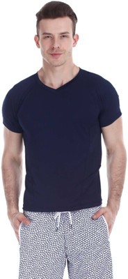 

Zobello Solid Men's V-neck Blue T-Shirt, Midnight navy