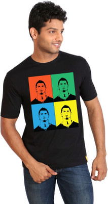 

Campus Sutra Printed Men Round Neck Black T-Shirt