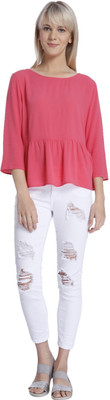 

Vero Moda Solid Women's Round Neck Pink T-Shirt, Rouge red