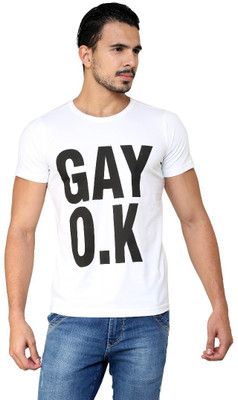 

Casual Tees Printed Men's Round Neck White T-Shirt
