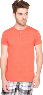 

SayItLoud Solid Men's Henley Orange T-Shirt, Orange melange