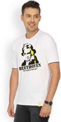 

Campus Sutra Printed Men Round Neck White T-Shirt