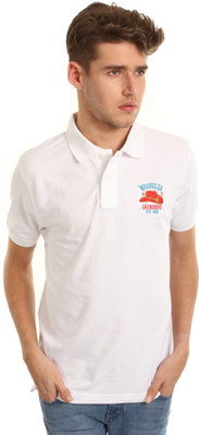 

Wrangler Solid Men's Polo Neck White T-Shirt