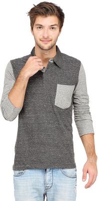 

Campus Sutra Solid Men Polo Neck Grey T-Shirt, Charcoal