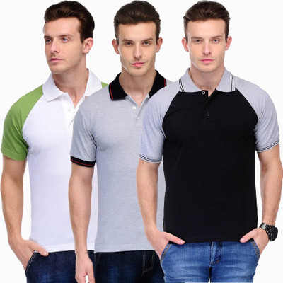 

Scott International Solid Men's Polo Neck White, Green, Black, Grey T-Shirt(Pack of 3), Black;green;grey;white