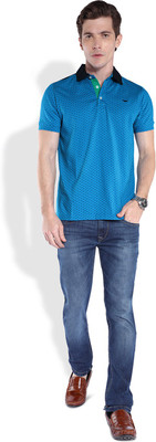 

Park Avenue Printed Men's Polo Neck Blue T-Shirt