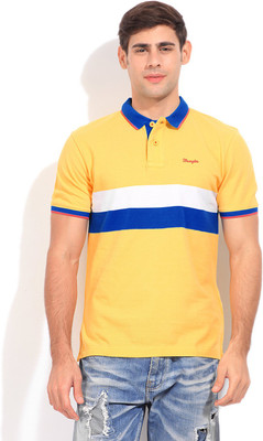 

Wrangler Striped Men's Polo Neck Yellow T-Shirt