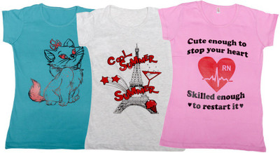 

IndiWeaves Girls Printed, Solid T Shirt(Multicolor, Blue & gray & pink