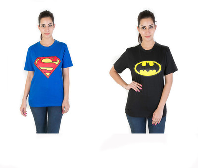 

Fashion Fakir Printed Women' Round Neck Blue, Black T-Shirt(Pack of 2