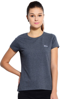 

ATIVO Solid Women's Round Neck Grey T-Shirt, Charcoal