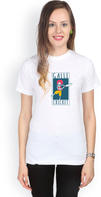 

Campus Sutra Printed Women' Round Neck White T-Shirt