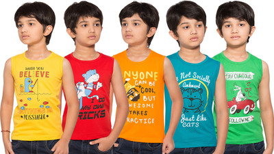 Maniac Boys Printed T Shirt(Multicolor, Pack of 5, Multi