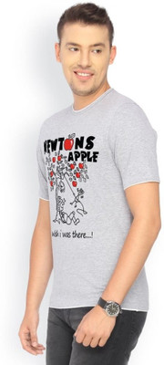 

Campus Sutra Printed Men Round Neck Grey T-Shirt