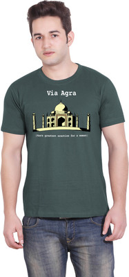 

Tantra Graphic Print Men's Round Neck Dark Green T-Shirt, Twilight blue