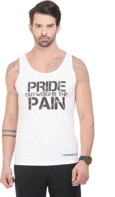 

RAWFITT Self Design Men's Halter Neck White, Black T-Shirt