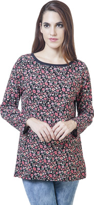

Rute Floral Print Women's Round Neck Multicolor T-Shirt