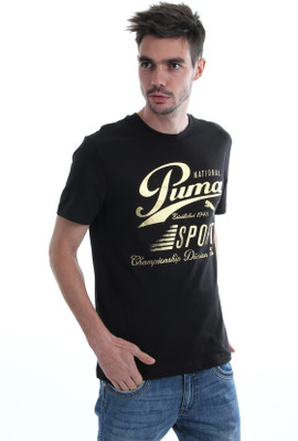 

Puma Printed Men's Round Neck Black T-Shirt