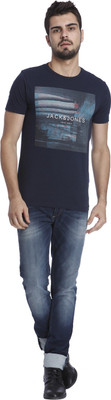 

Jack & Jones Printed Men's Round Neck Blue T-Shirt, Navy blazer