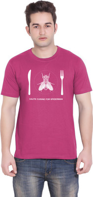 

Tantra Graphic Print Men's Round Neck Pink T-Shirt, Burgandy
