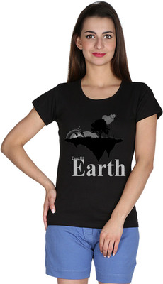 

Faireno Printed Women's Round Neck Black T-Shirt