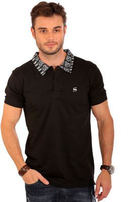 

Smugglerz Inc. Solid Men's Polo Neck Black T-Shirt