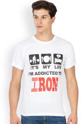 

Kingaroo Printed Men' Round Neck White T-Shirt
