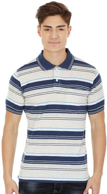 

Cloak & Decker Striped Men's Polo Neck Blue, White T-Shirt, Cream blue