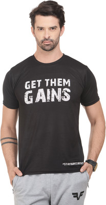 

RAWFITT Solid Men's Round Neck Black, White T-Shirt