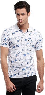 

Parx Printed Men's Polo Neck White T-Shirt