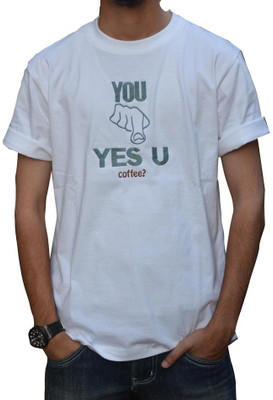 

Art-Tickles Embroidered Men's Round Neck White T-Shirt