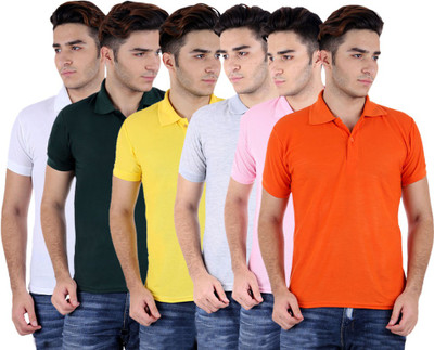 

Sanvi Traders Solid Men Polo Neck Multicolor T-Shirt(Pack of 6