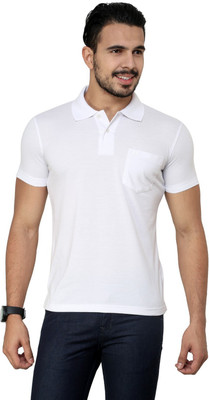 

Cotton County Premium Solid Men's Flap Collar Neck White T-Shirt
