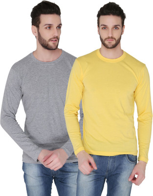 

Joke Tees Solid Men's Round Neck Grey, Gold T-Shirt(Pack of 2, Greymilange goldyellow