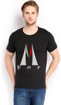 

Trendster Printed Men' Round Neck Black T-Shirt